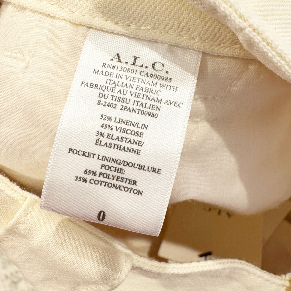 A. L.C. Tommy II Sewn-in Waistband Pleated Pants Wide-Leg Bone Size 0 NWT - Picture 9 of 12